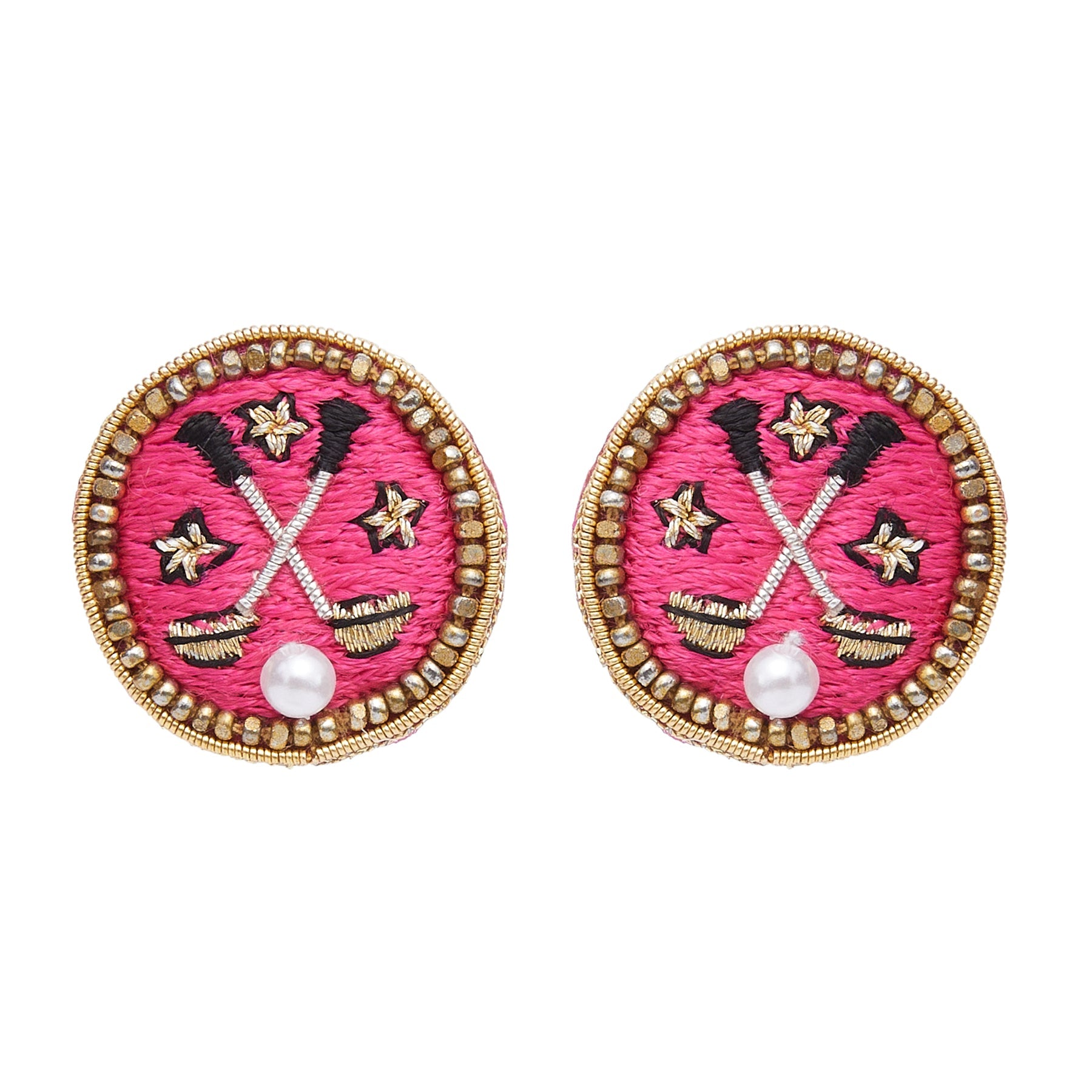First Tee Studs | Pink/Multi | Rhodium Plated Brass