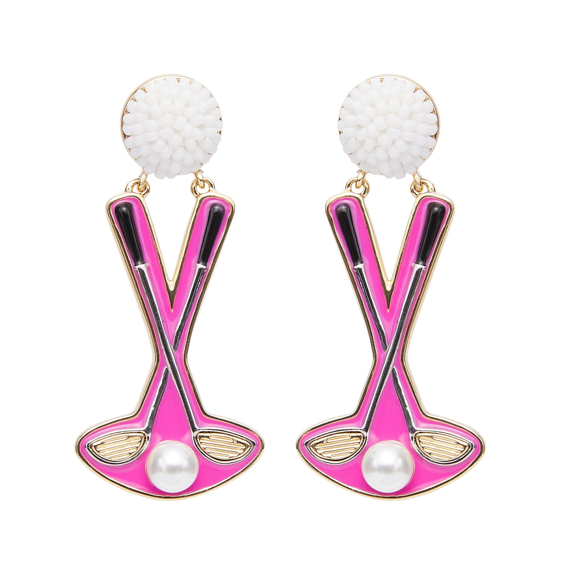 Putting Drop Earrings | Pink/Multi | 14K Gold Plated Brass
