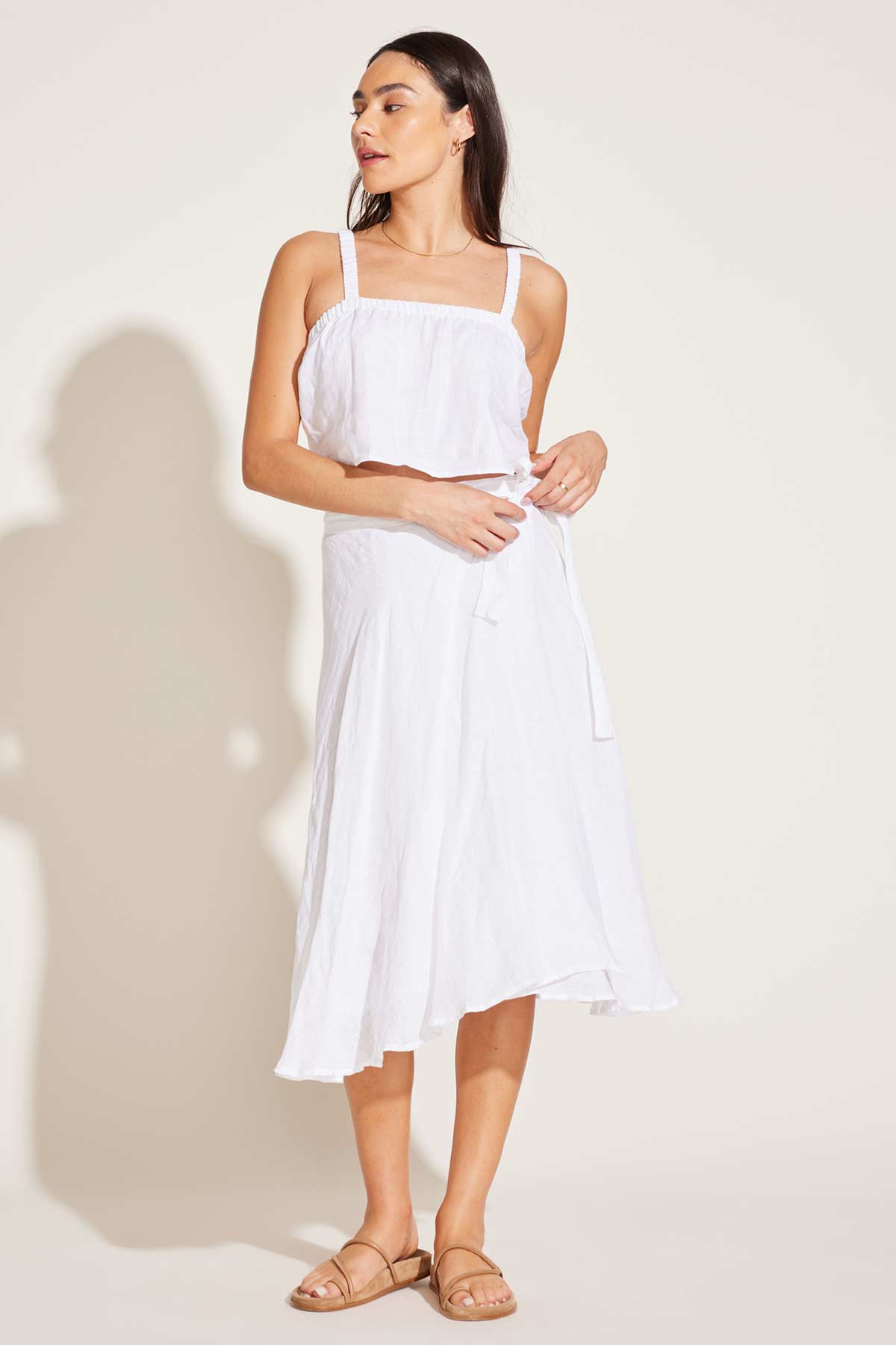 Tallows Blousy Crop Top | White EcoLinen