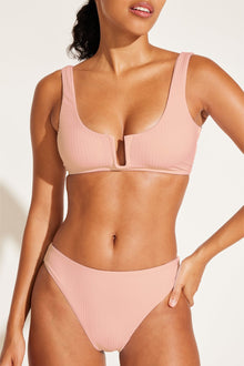 Cali High Leg Full Bottom | Pink Coral EcoRib