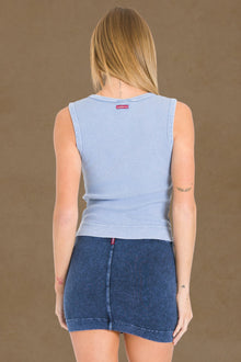 Women | Vintage Snap Button Top | Sky Blue Mineral Wash