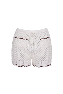 Brix Shorts | Ivory Coffee Scallop Trim