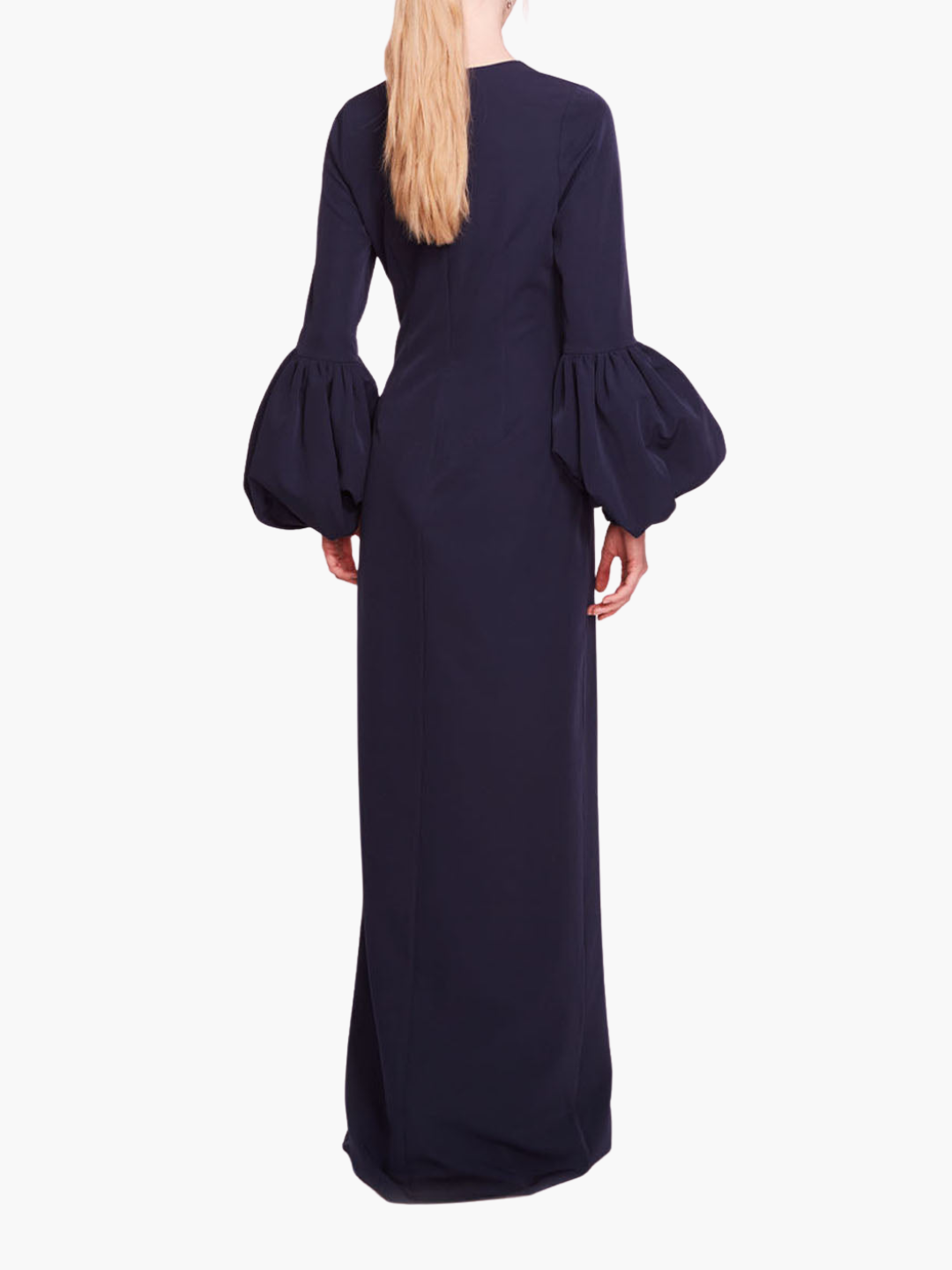 Puffed Sleeve Column Gown | Midnight