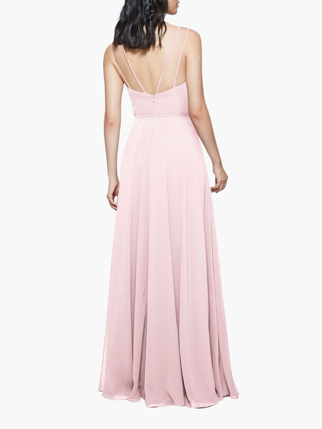 Valentia Chiffon V-Neck Gown | Blush