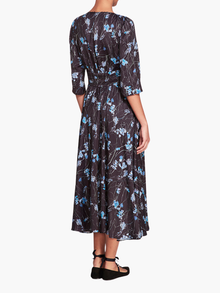 Carnation Sateen Midi Dress | Black Blue