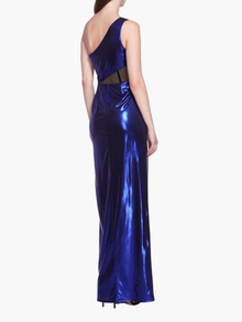 Side Cut-Out Foiled Gown | Sapphire
