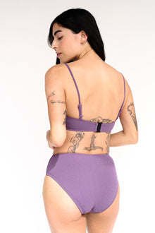 Boucle High Waist Bikini Bottom | Purple