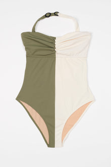 Paros Strapless Underwire One Piece Suit | Olive/Cream