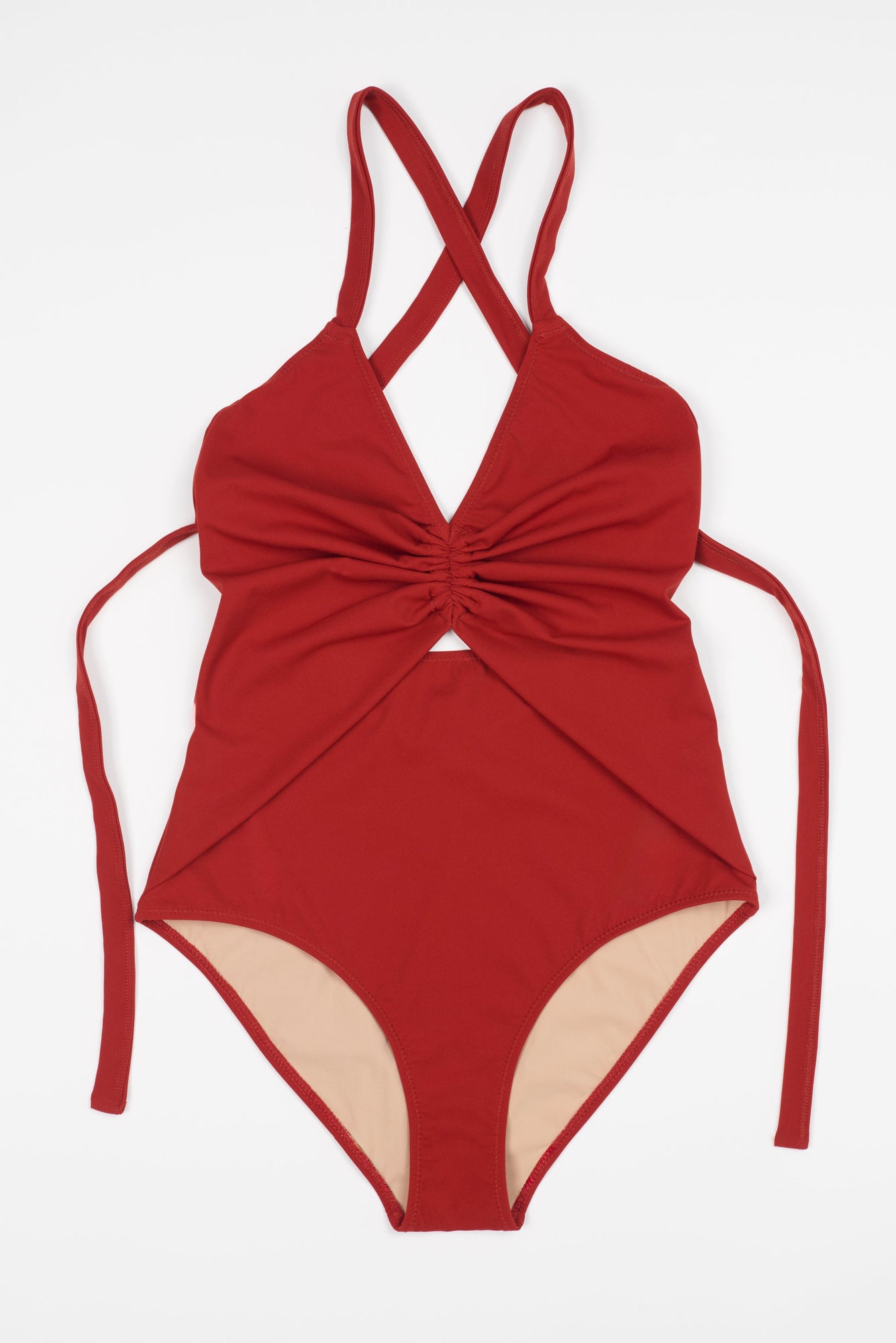Olivia Ruched One Piece Cut Out Suit | Crimson