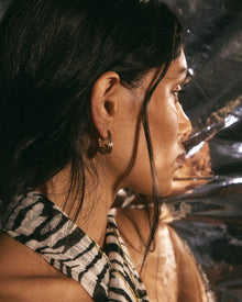 Wave Bezel Hoops | Silver | Cubic Zirconia