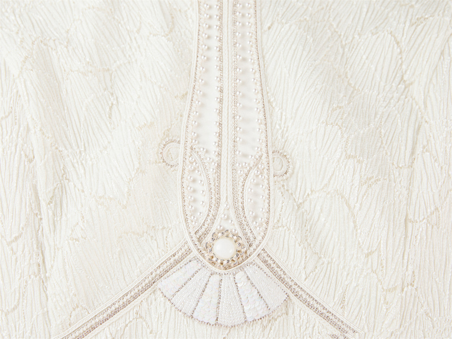 Pleated Lace Dress | Beige
