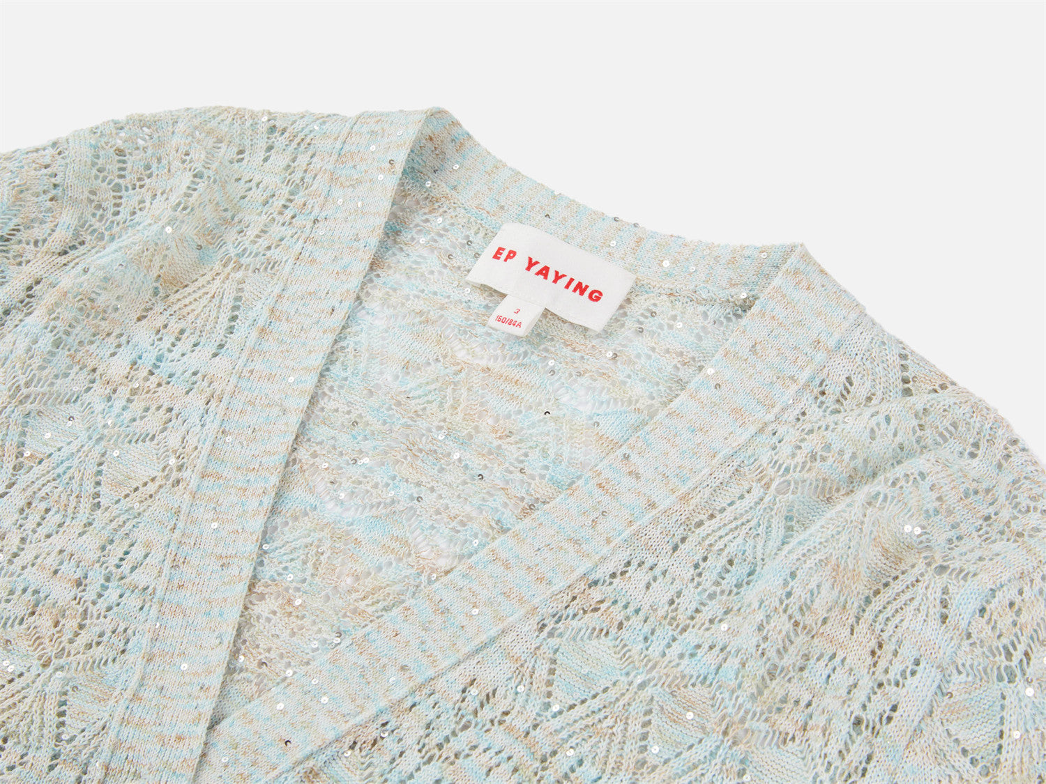 Hollow Fitted Knit Cardigan | Blue