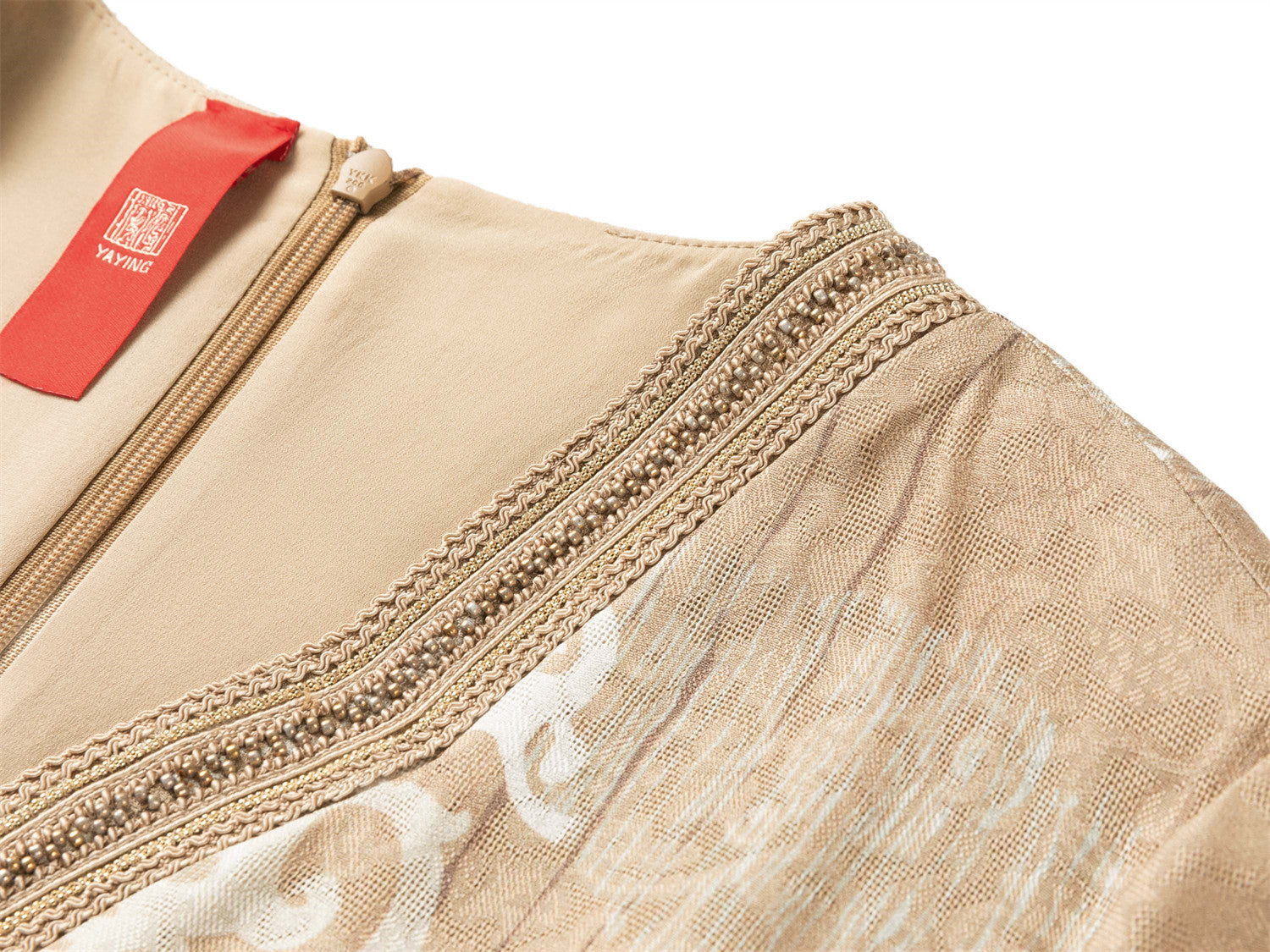 Jacquard Silk Dress | Khaki