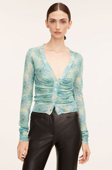Astera Fleur Ruched Cardigan | Astera Fleur Turquoise Combo