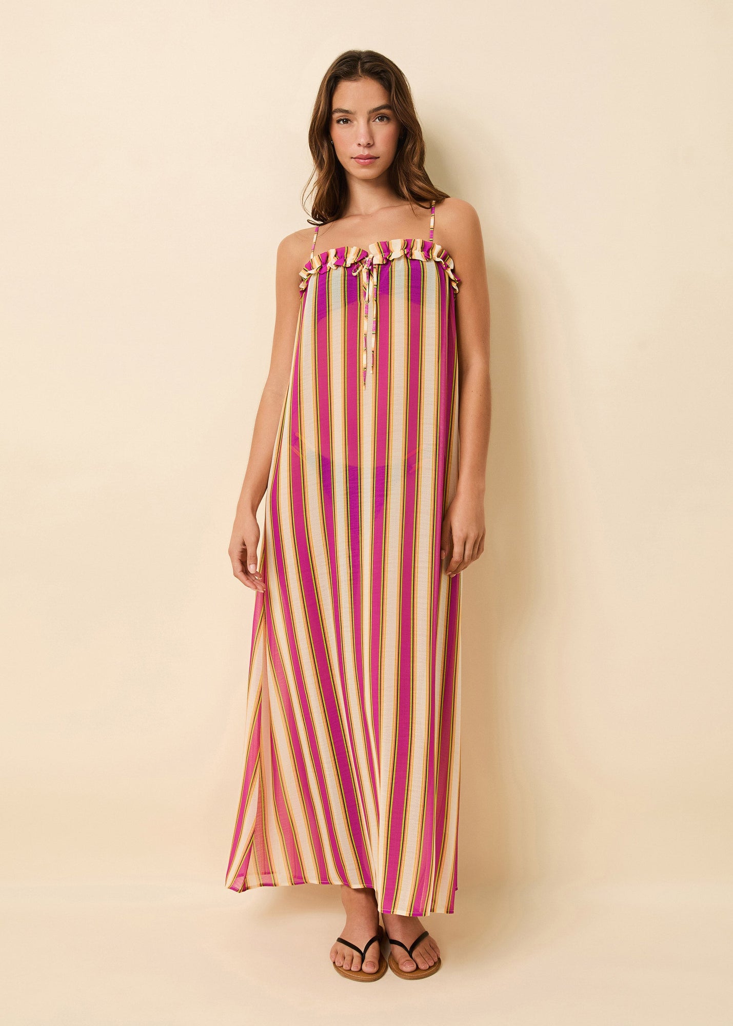 Womens | Ayden Dress Crinkle Sheer | South Beach Stripe