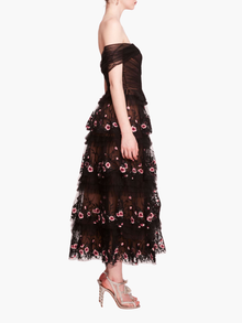 Tiered Terrarium Midi Dress | Black/Blush