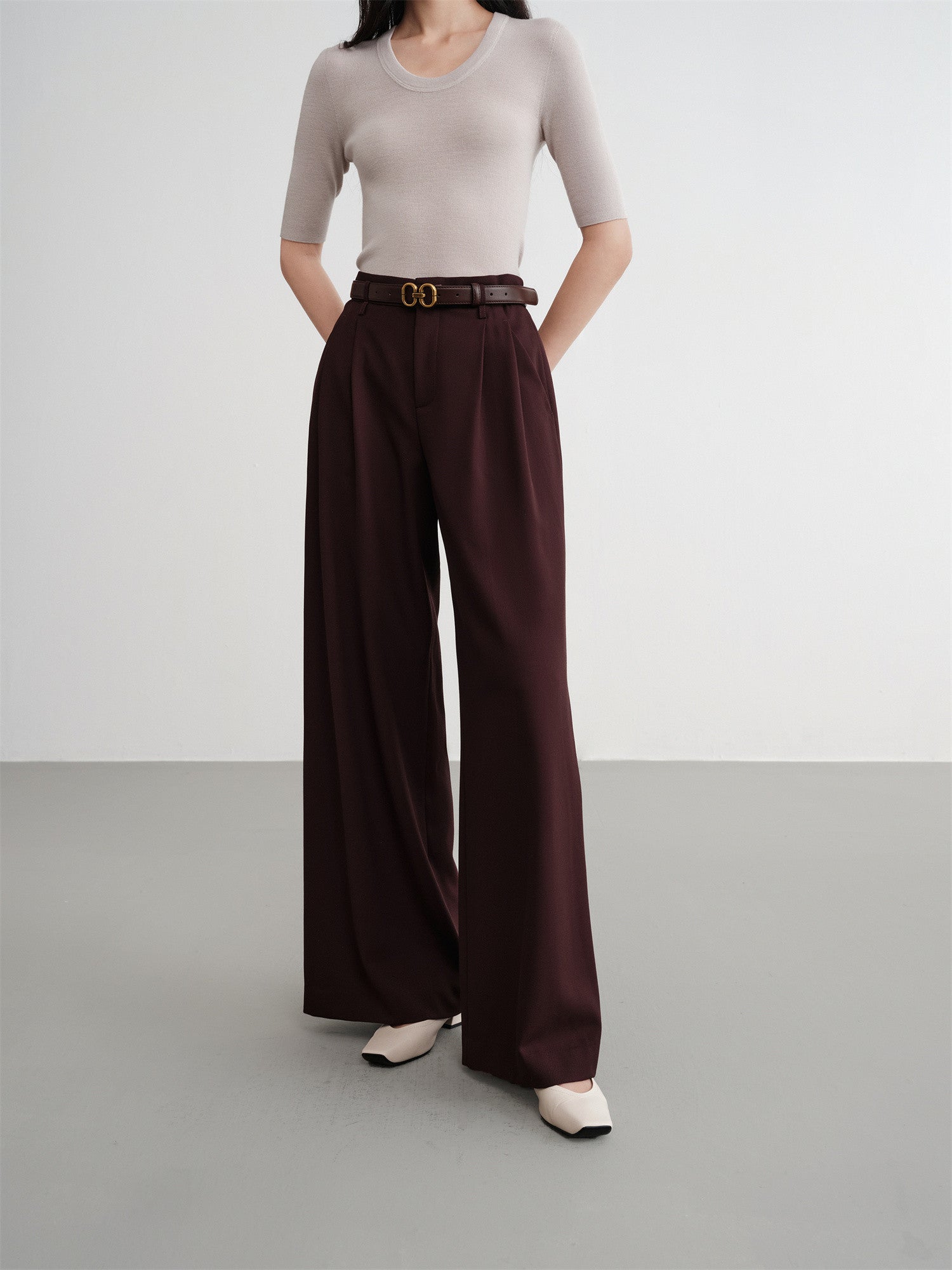Straight-cut Commuter Suit Pants | Purple