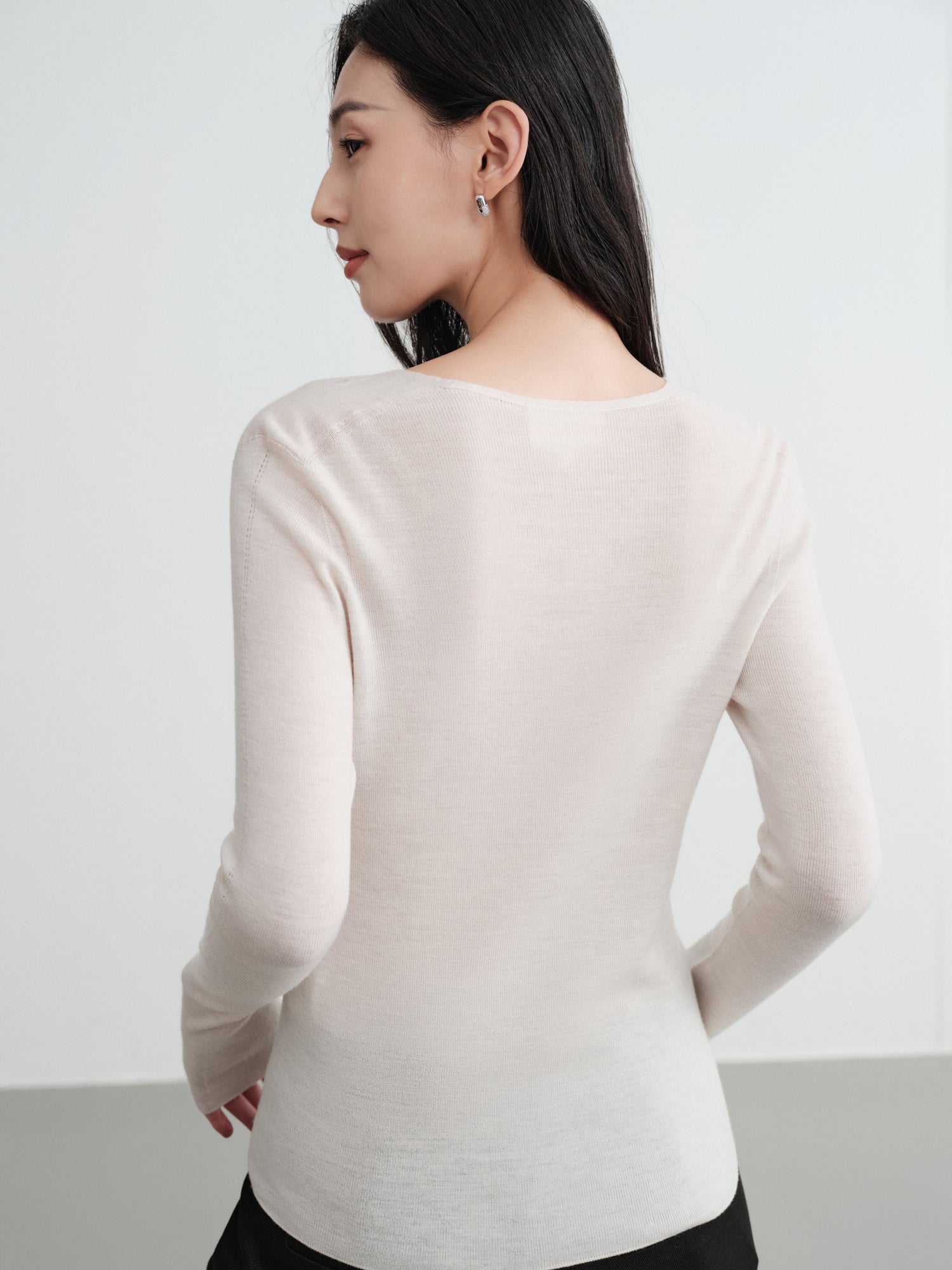 Machine Washable Wool Seamless Base Layer Top | Beige