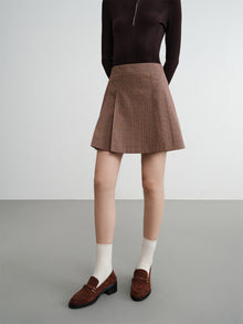 Plaid A-Line Skirt | Brown