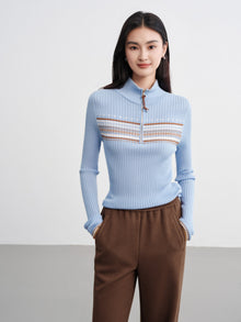 Jacquard Wool Sweater | Blue