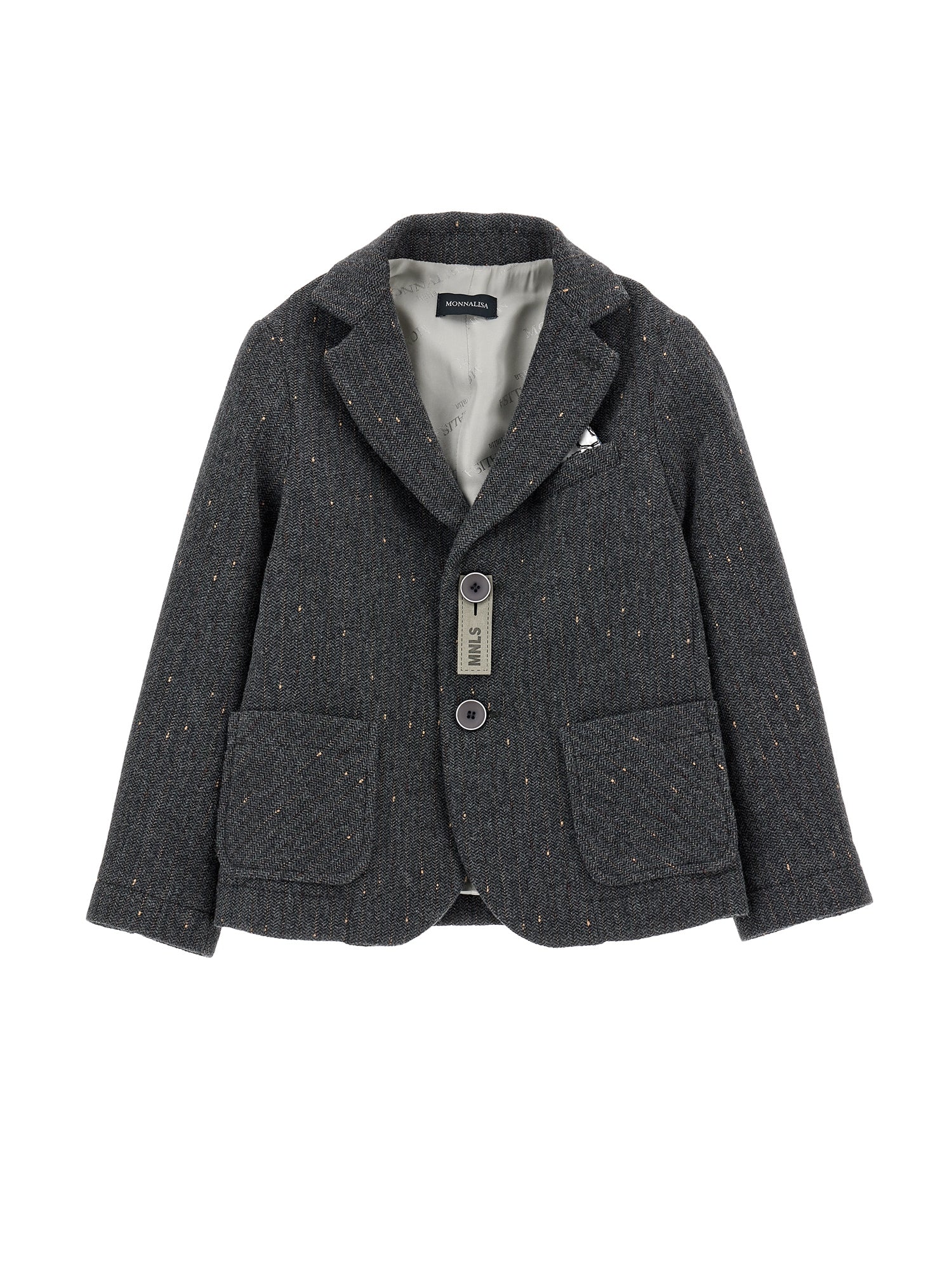 Boys | Two-Button Herringbone Blazer | Medium Grey