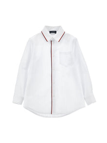 Boys | Micro Polka Dot Stripe Shirt | Cream/Blue