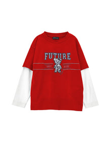 Boys | Double Sleeve T-Shirt | Red/Cream