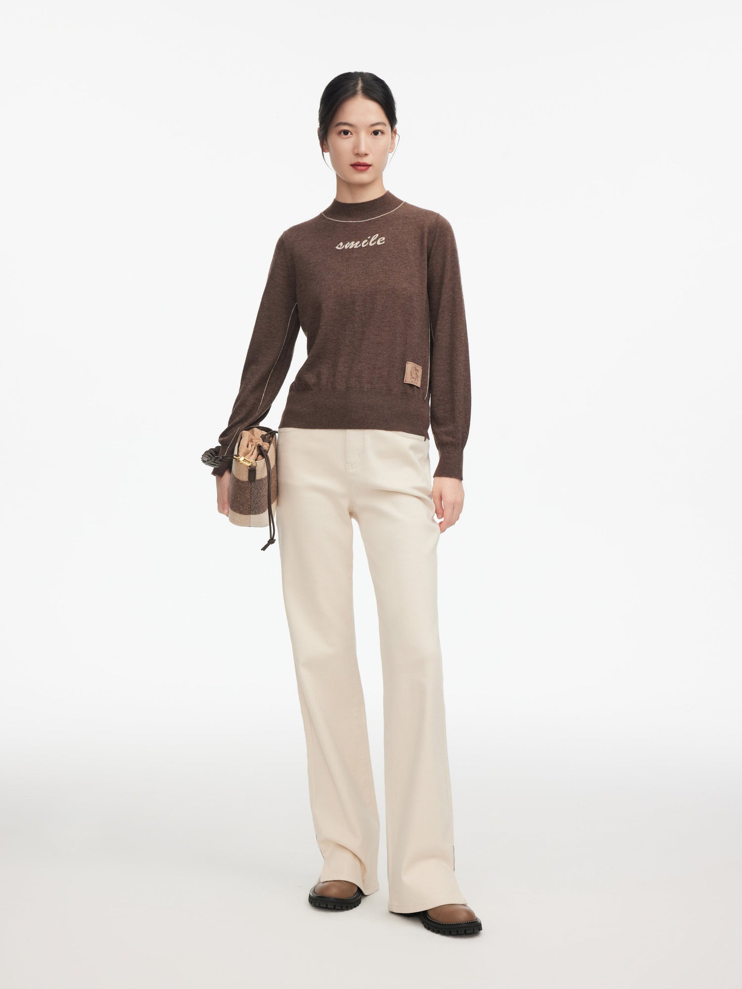 Jacquard Yak Wool Sweater | Brown