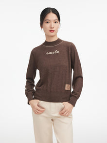 Jacquard Yak Wool Sweater | Brown