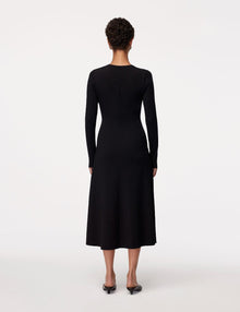 Another Tomorrow Long Sleeve Crewneck Tee Dress in Black – Cotton Women's Dress