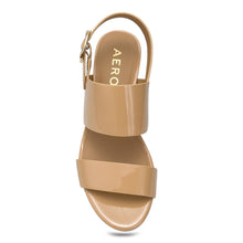 Camera Sandal Platform | Beige Bisque Faux Patent