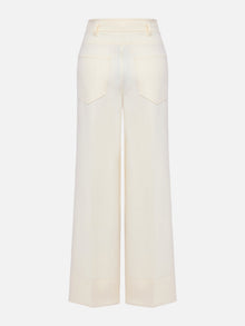 Mulberry Silk Wool Straight Pants | Beige