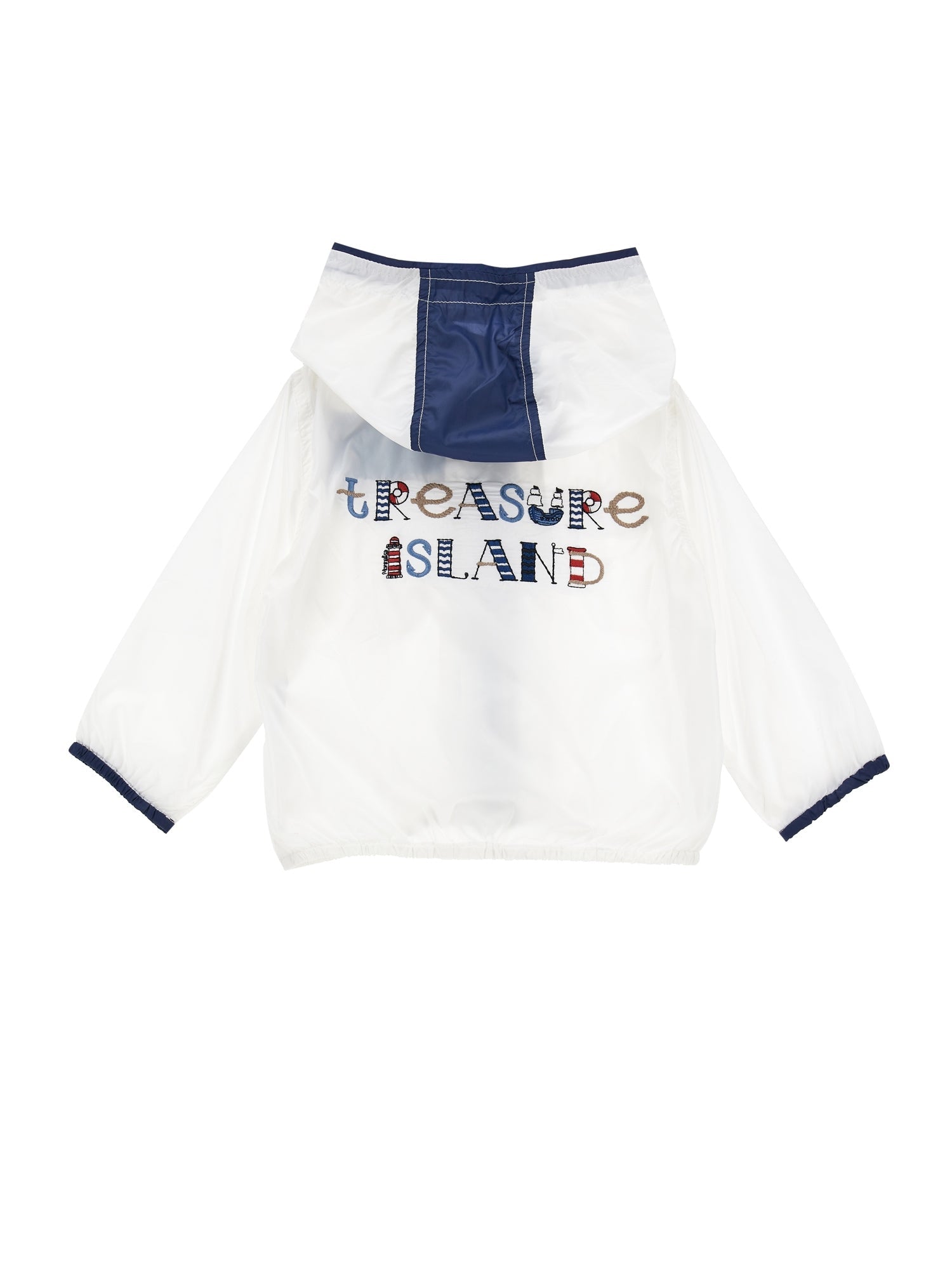 Boys | Two-Tone Windproof Jacket With Hood | White/Blue