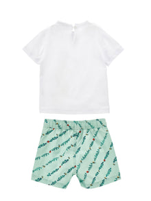 Boys | Set T-Shirt With Swimsuit | White/Jade Green