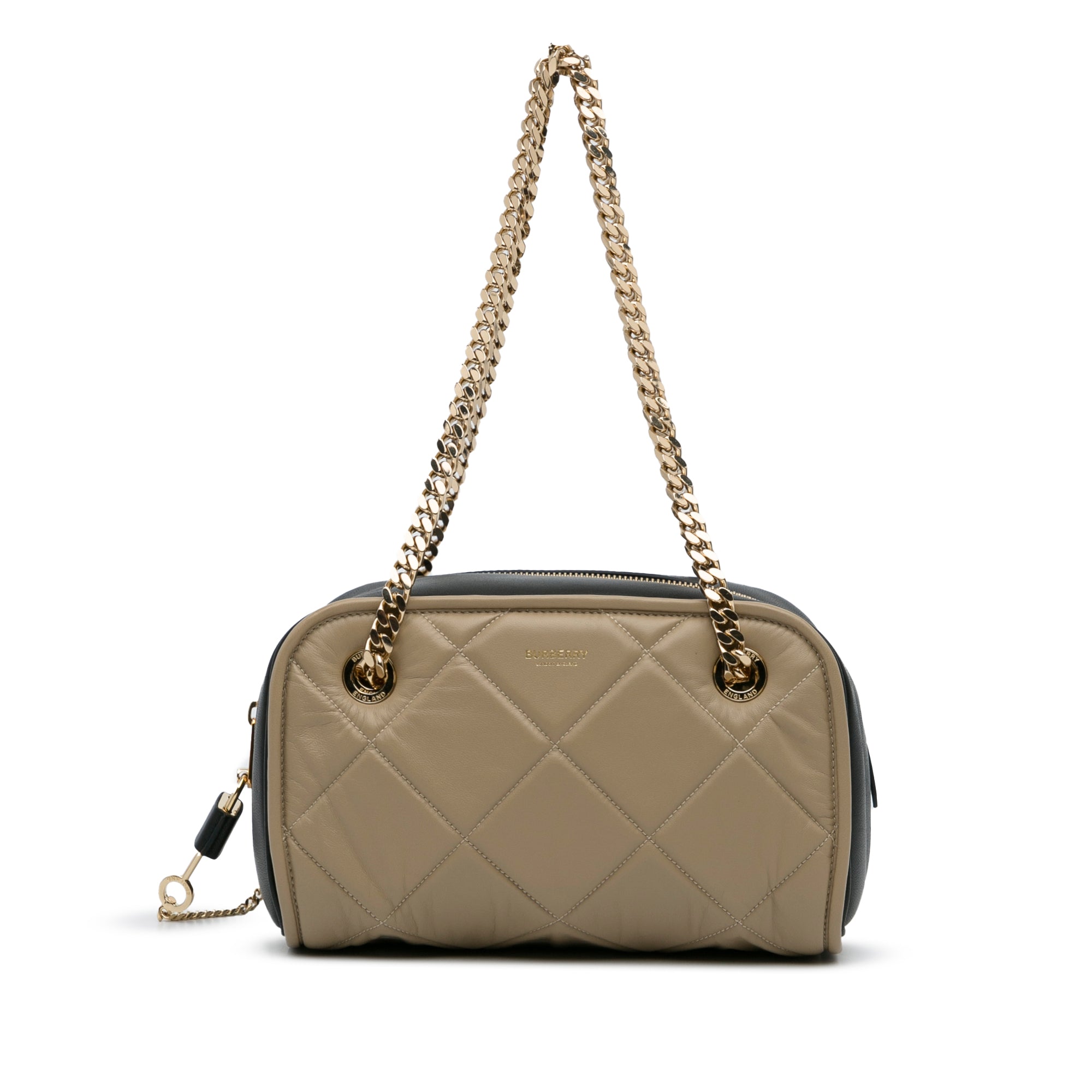 Burberry | Pre-Owned Quilted Cube Chain Shoulder Bag | Brown