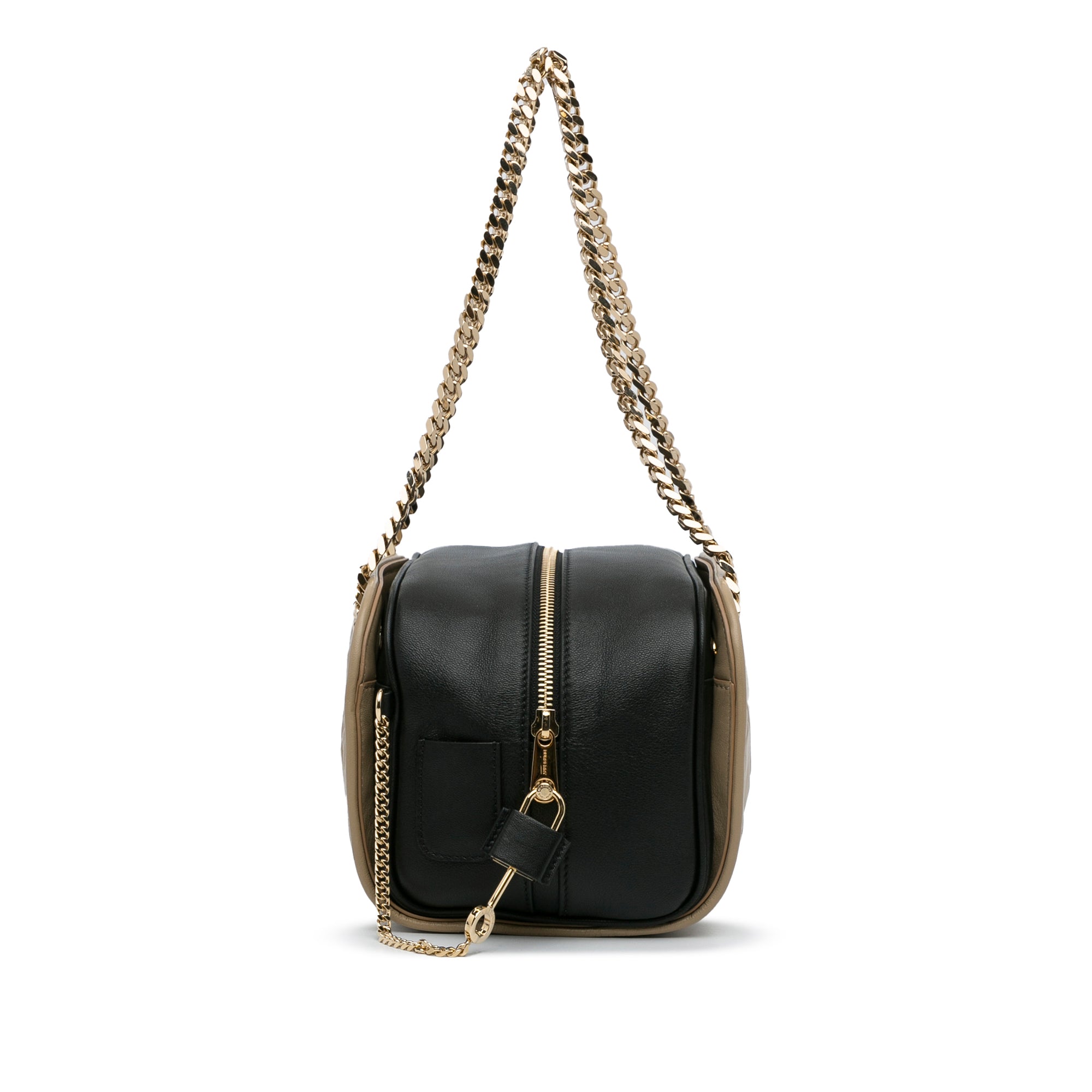 Burberry | Pre-Owned Quilted Cube Chain Shoulder Bag | Brown