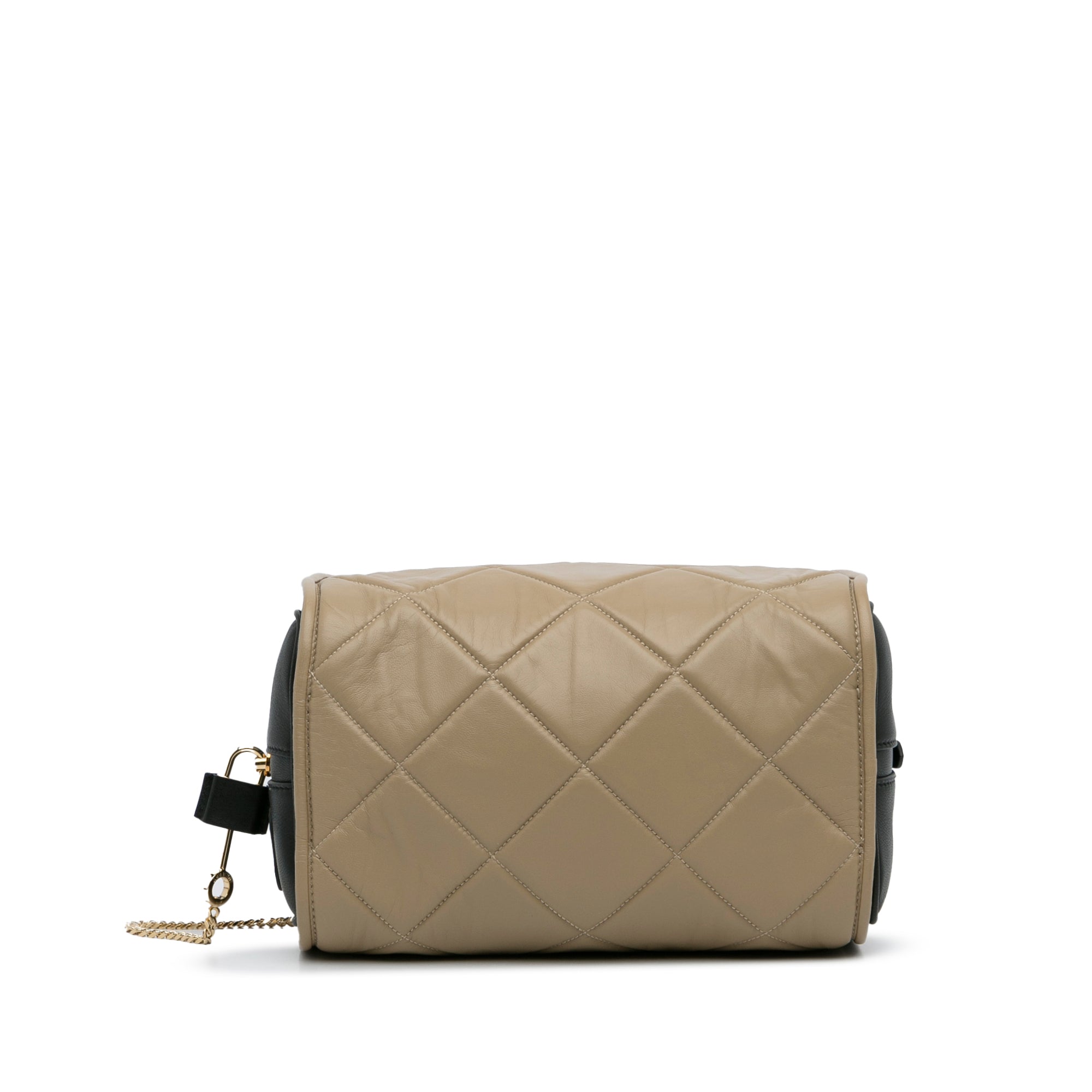 Burberry | Pre-Owned Quilted Cube Chain Shoulder Bag | Brown