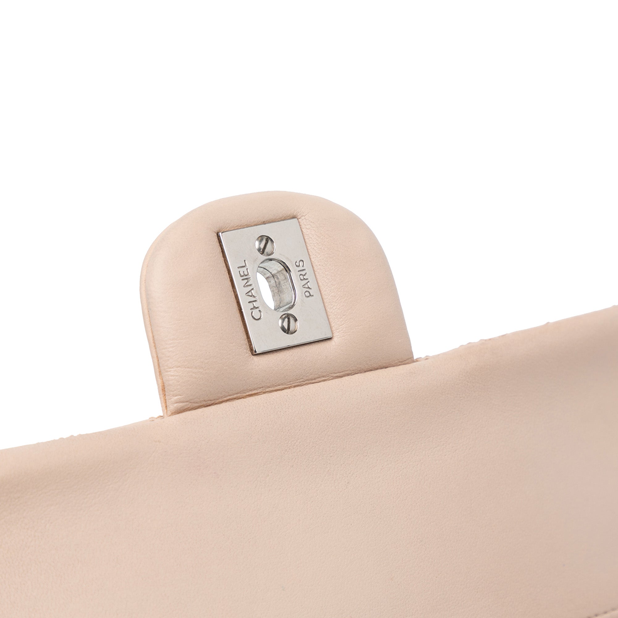 Chanel | Pre-Owned Medium Lambskin Camellia Stitched Double Flap | Pink/Light Pink