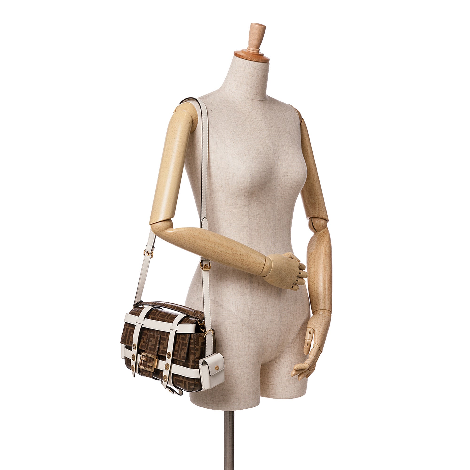 Fendi | Pre-Owned Zucca Glazed Fabric Cage Baguette Satchel - II | Brown