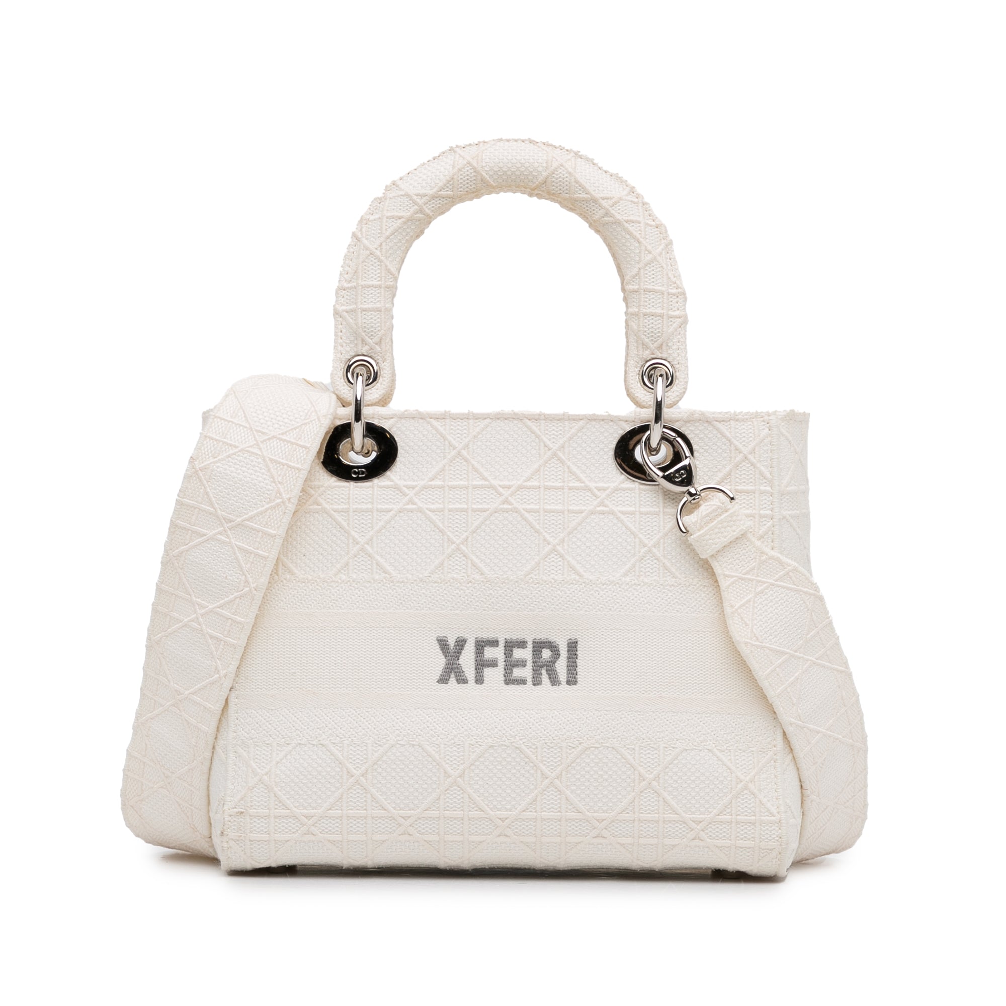 Dior | Pre-Owned Medium Canvas Cannage Lady D Lite - II | White