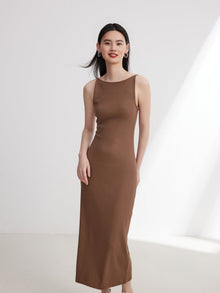 Suspenders Dress | Camel