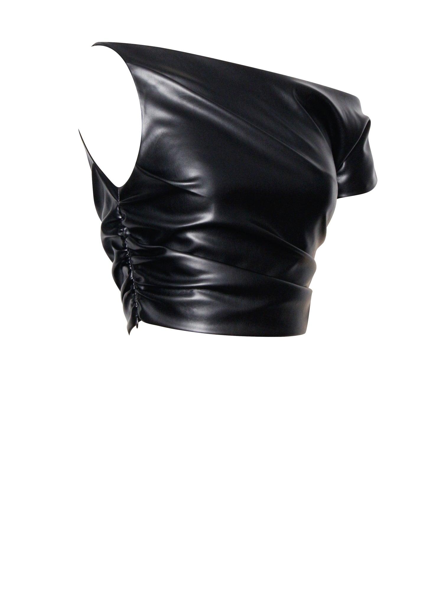 Yara Vegan Leather Slash Neck Tank Top | Black