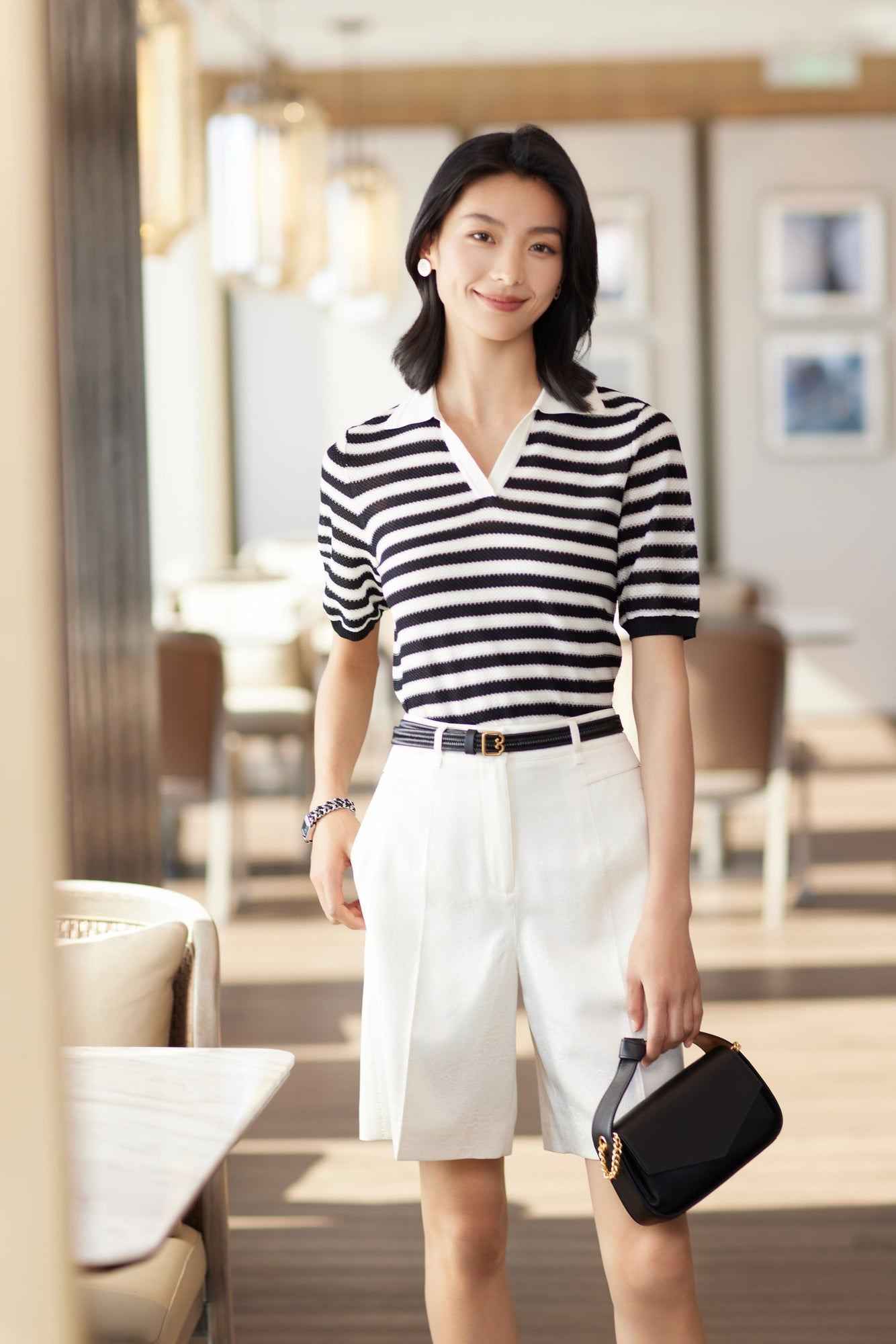 Vintage Striped Knit Sweater | Black
