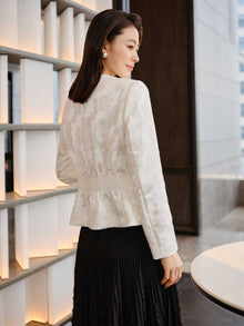 Mulberry Silk Embroidered Jacket | White