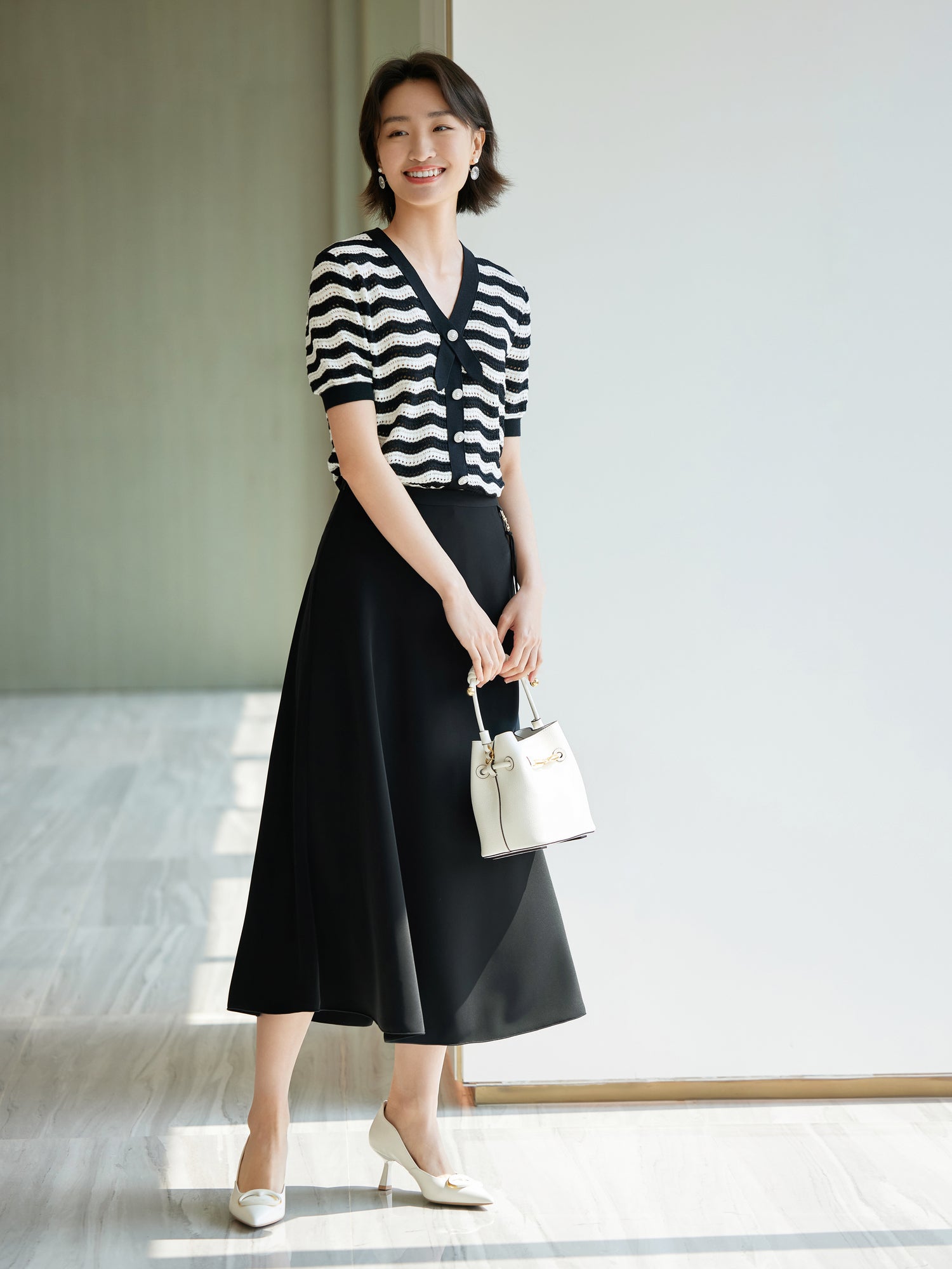High-Waisted Midi Skirt | Black