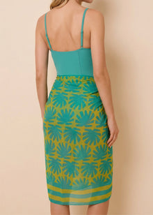 Womens | Elena Silk Blend Pareo | Chartreuse/Teal