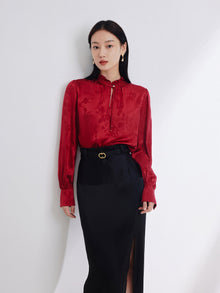 Silk Printed Shirt | Wine Red