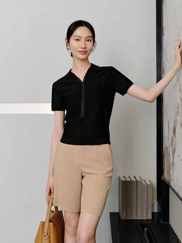 Collar Knit Sweater | Black