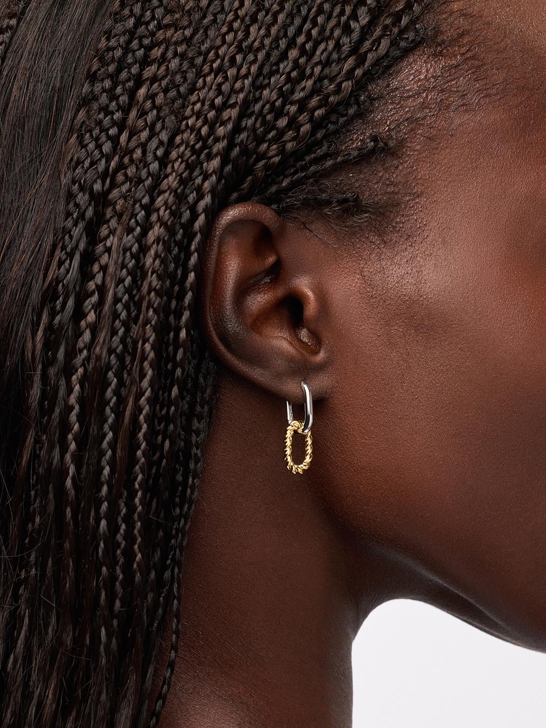 Ash Double Mini Two Tone Drop Earrings | Rhodium on Brass/14K Gold on Brass