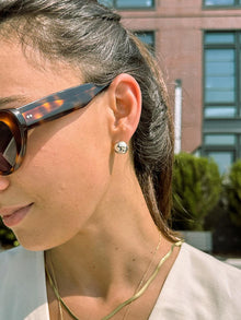 Mini Abby Sphere Hoop Earrings | Rhodium on Brass